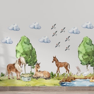 horse wall decal, farm animal decals, farm wall decal, baby horse decals nursery, farm animal wall stickers, wall decal horse, farm animal