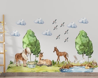 horse wall decal, farm animal decals, farm wall decal, baby horse decals nursery, farm animal wall stickers, wall decal horse, farm animal