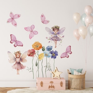 Fairy Wall Decals, Fairy Stickers for Girls Room, Nursery Fairy Decor | Girls Room Wall Decals | Removable Wall Stickers