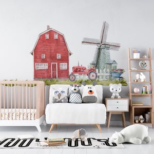 Farm Nursery Wall Decals, nursery wall decals, Animal Farm Wall Decor, Cute Farm Animals Nursery Decals