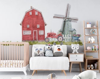 Farm Nursery Wall Decals, nursery wall decals, Animal Farm Wall Decor, Cute Farm Animals Nursery Decals