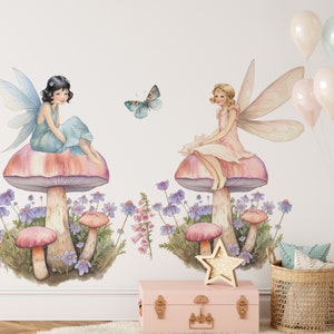 fairy wall stickers, nursery wall decals, fairy decor for girls bedroom