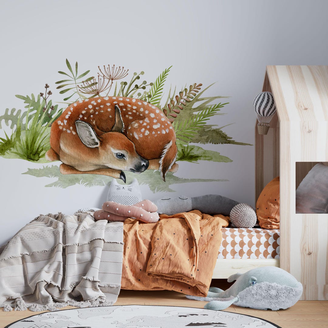 Forest Animals Wall Decals: Watercolor Deer, Woodland Nursery Decor - Etsy