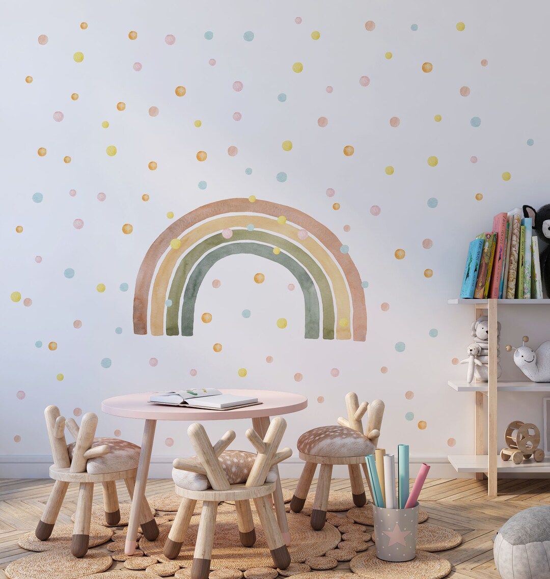 Rainbow Wall Decal, Rainbow Decal, Rainbow Wall Stickers, Polka Dot ...