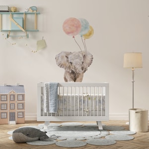 Elephant wall decals, elephant with hot air balloons wall decals,