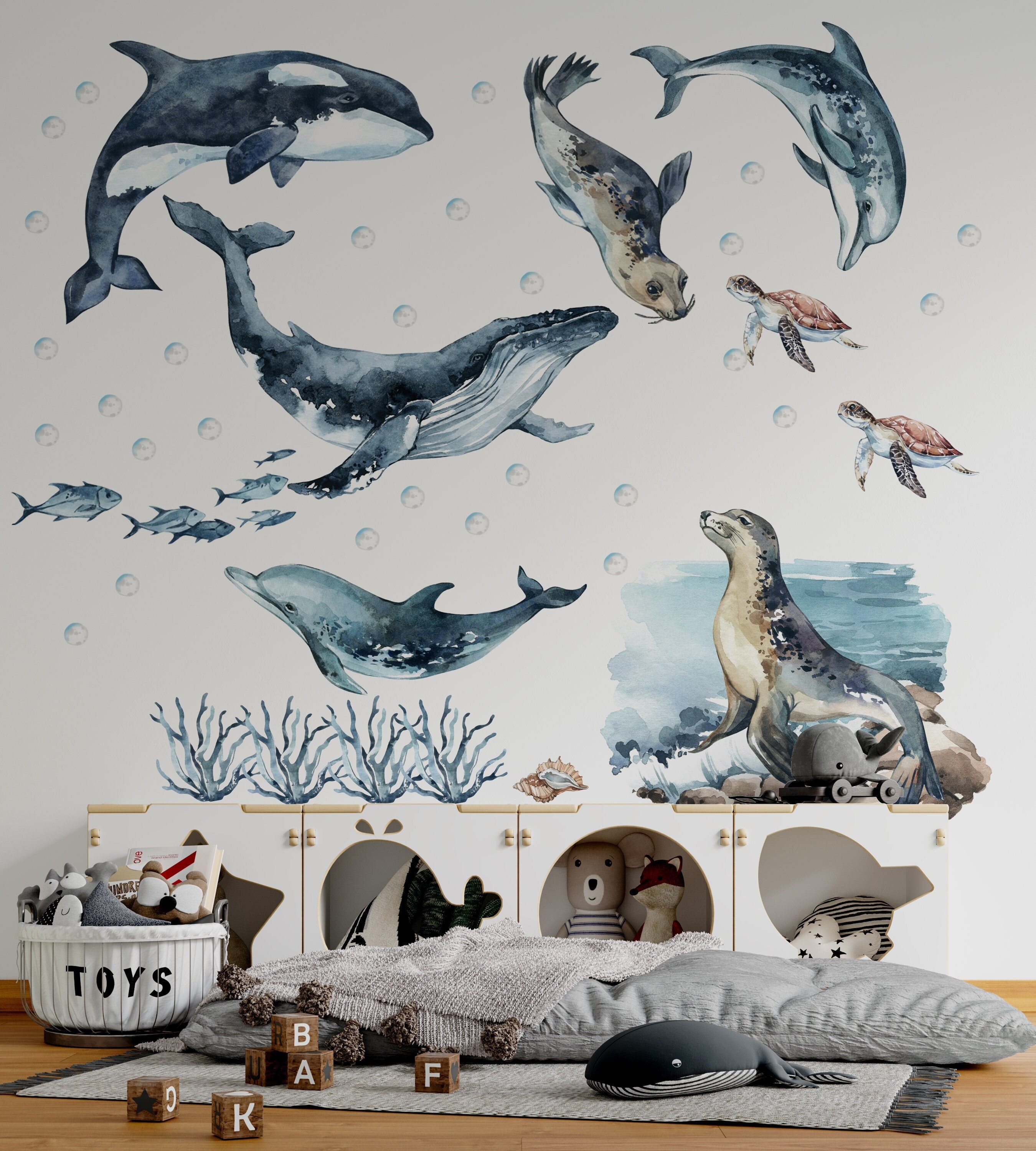 3D Dolphin 1444 Wall Paper Print Decal Deco Wall Mural Self-Adhesive  Wallpaper AJ US Lv (Woven Paper (Need Glue), 【164”x100”】 416x254cm(WxH)) 