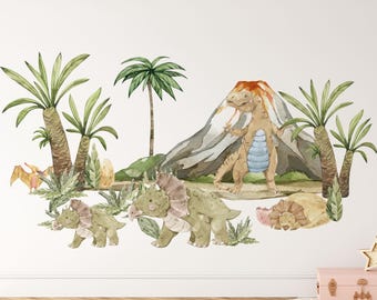 cute dinosaur stickers, large dinosaur wall decal, dinosaur themed gifts