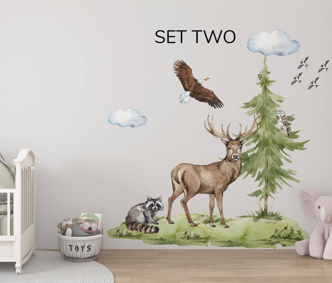 Forest Wall Decal Woodland Wall Decal Woodland Wall Etsy
