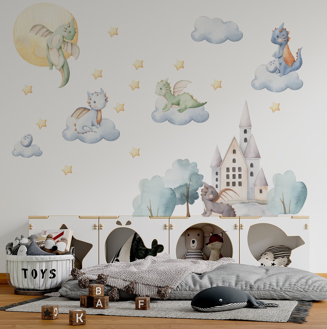 Dragon Wall Decal, Nursery Wall Decal, Dragon Decals, Kids Room Decal ...