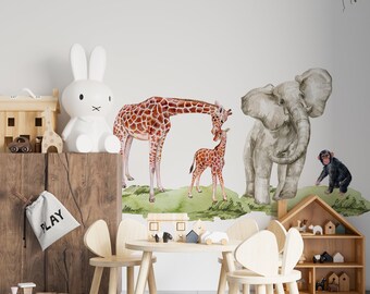 safari nursery decor, safari wall decal, nursery wall decals, peel and stick wall decals nursery room decor