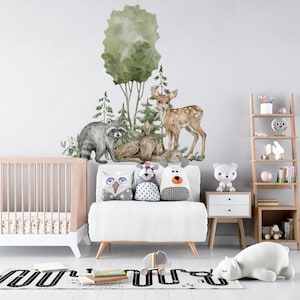 Forest Animals Decal, Woodland Nursery Wall Decals, nursery decor, Peel and Stick,