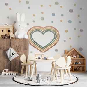 rainbow wall decal, rainbow heart wall decals, nursery wall decals, pastel rainbow wall decal