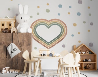 rainbow wall decal, rainbow heart wall decals, nursery wall decals, pastel rainbow wall decal