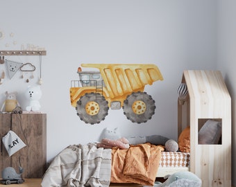 excavator Machines wall decals, Vehicle Wall Sticker, Nursery Boys Cars Wall Decal, Construction Wall Decals, Kids Transport Wall Decal