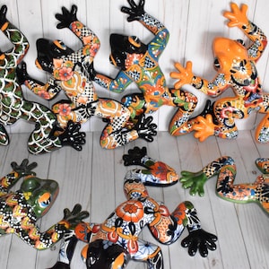 Large 18.50&quot; Length Wall Frog Hand Painted Colorful Talavera Designs
