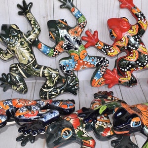 Collection 12&quot; Length Small Wall Frog Hand Painted Talavera Designs