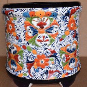 Jumbo Extra Large Round Handcrafted Talavera Flower Planters Variety of Colors