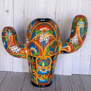 Cactus -Handmade Talavera piece cast and painted by hand