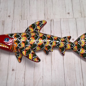 Talavera Ceramic Wall Shark: Mexican Folk Art Decor
