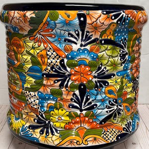 Jumbo Extra Large Round Handcrafted Talavera Flower Planters Variety of Colors