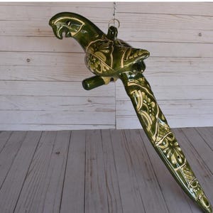 Beautiful Hanging Parrot Green Talavera Pattern