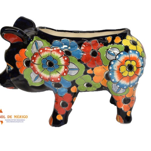 Beautiful Collection Handcrafted Talavera shops Pig Planter from Mexico