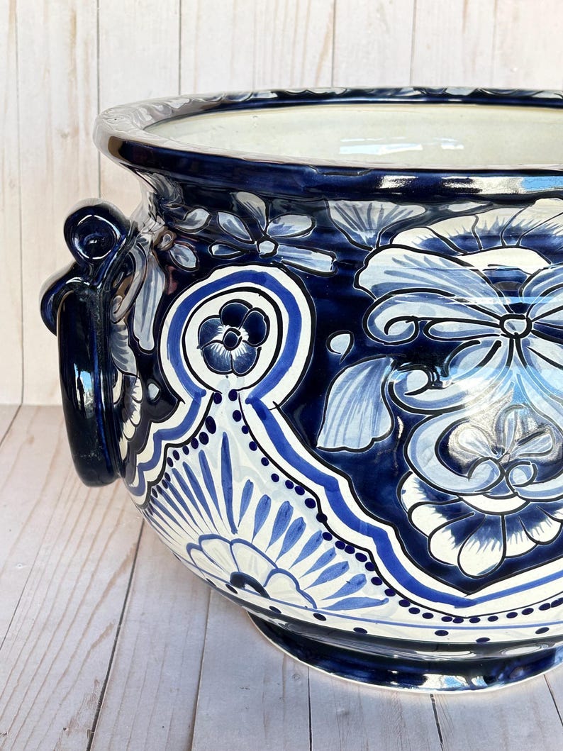 Hand-Painted Talavera Ring Flower Planters SM 9" tall/MD 11.5" tall image 2