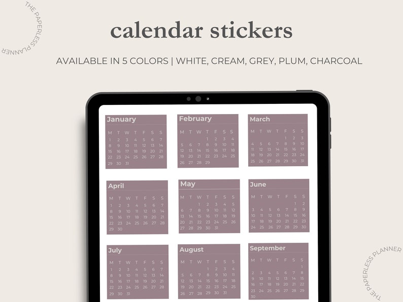 2024 Calendar Stickers for Goodnotes Digital Calendar Stickers