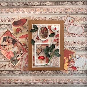Handmade Vintage Mushroom Red Card