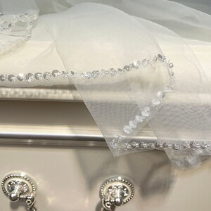 Wedding Sequins Veil,Beaded Bridal Veil,1Tier Fingertip Veil,Glitter Veil