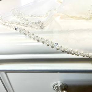 Pearl Beaded Wedding Veil,Ivory Bridal Veil,Single Layer Veil,Fingertip Veil,White/Black Veil,Cathedral Veil,Custom Veil