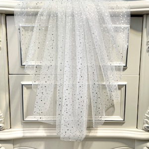 Unique Wedding Veil Silver Stars Tulle Bridal Veil Ivory/Champagne Single layer Chapel Cathedral Veil Elbow Fingertip Party Bride Veil+Comb