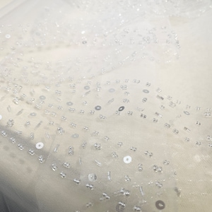 Glitter Beaded Veil 2 Tier Wedding Veil Blusher Veil Bridal Veil Two Layer Veil Bling Sequin Veil Ivory Veil Comb Veil Fingertip Veil
