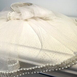 Glitter Pearl Veil Beaded Wedding Veil Bridal Veil Single layer Veil Ivory Fingertip Veil Chapel Veil Shiny Cathedral Veil Champagne Veil
