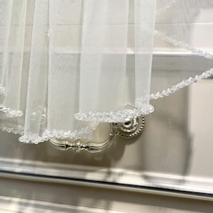 Crystals Beaded Wedding Veil Glitter Bridal Veil Single Tire Chapel Cathedral Veil vory/White/Black Tulle Veil Elbow Fingertip Veil WithComb