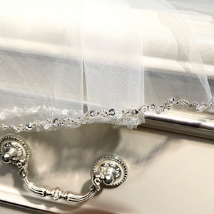 Sequin Beaded Wedding Veil,Glitter Bridal Veil,Ivory Beaded Veil,Beaded Cathedral Veil,Soft Fingertip Veil,White Veil