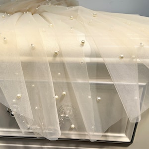Pearl Veil,Champagne Wedding Veil,Pearl Bridal Veil,Ivory Pearl Veil,Pearl Cathedral Veil,White Pearl Veil,Champagne Pearl Veil