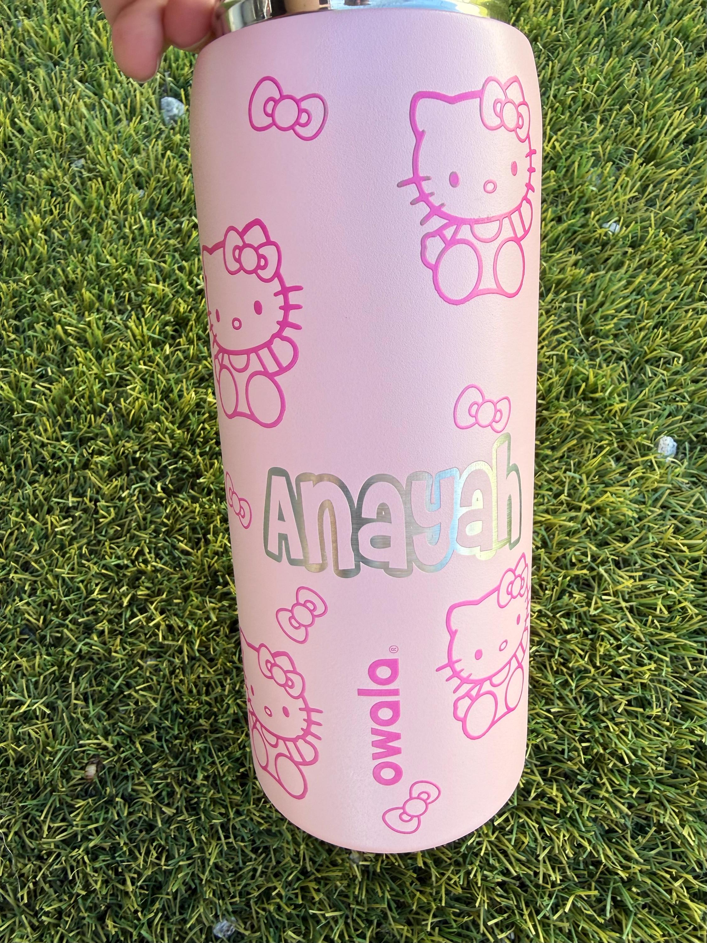 Custom Hello Kitty Owala 32oz Tumbler | Laser Engraved Pink Water