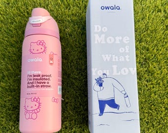 Custom Hello Kitty Owala 32oz Tumbler | Laser Engraved Pink Water