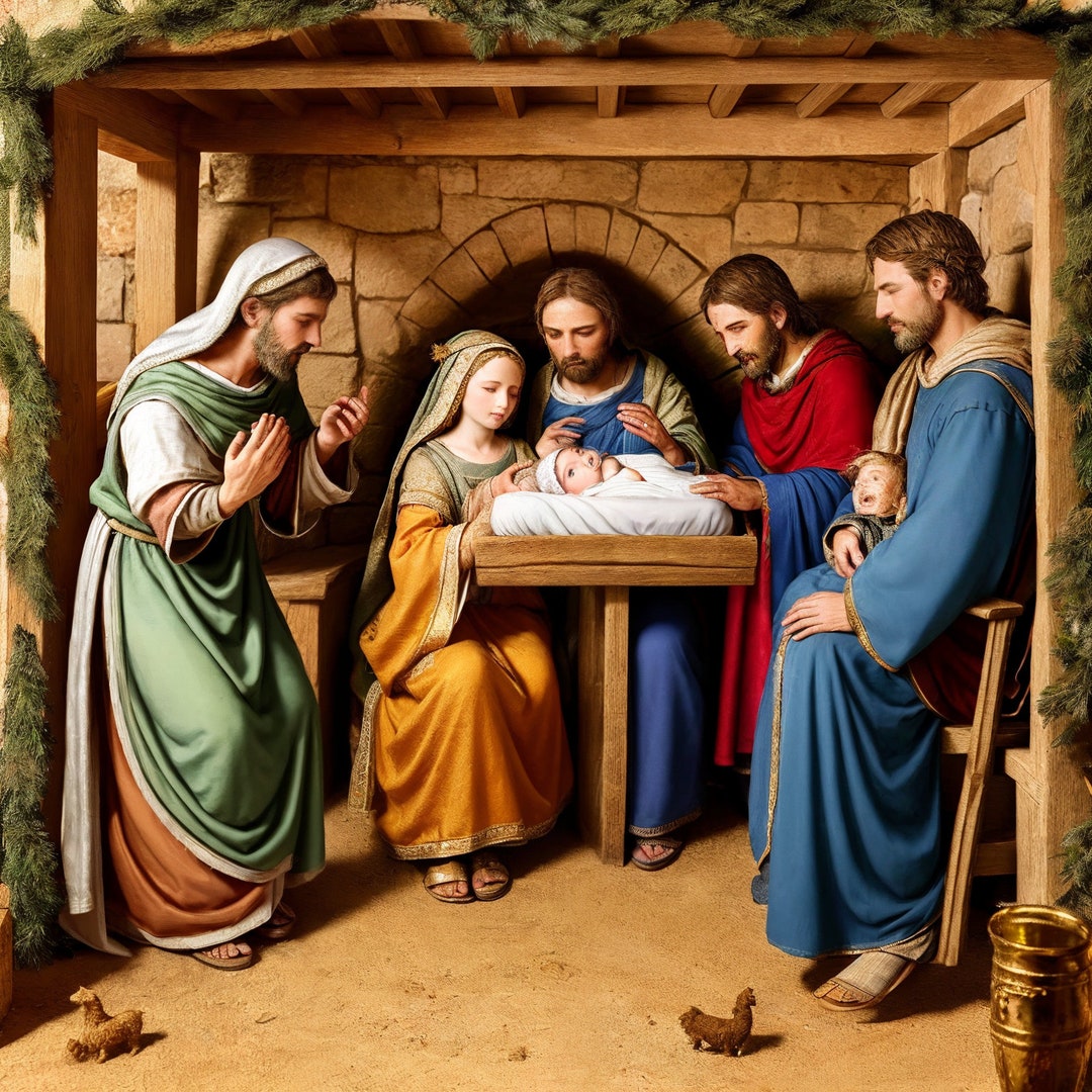 Digital Nativity Scene Three Kings at Jesus Birth Christmas - Etsy