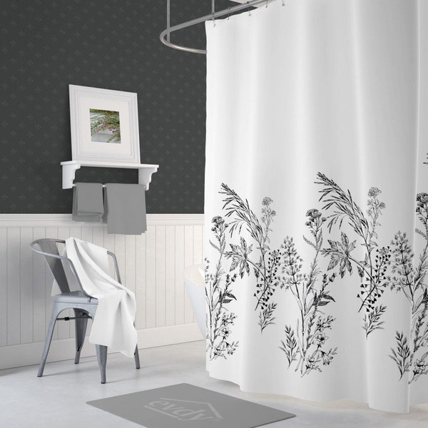 Andija Funda Duschvorhang, 180x200cm Anti-Schimmel Wasserdicht Antibakteriell Bad Vorhang, Waschbar Stoff Badezimmer Vorhang