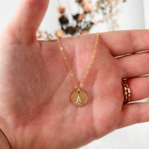 Pine Tree Necklace, Forest Necklace, Evergreen Jewelry, Tree Charm Necklace, Hand Stamped Tree Necklace, Gift for Her, Strength Necklace