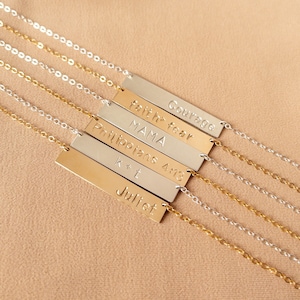 Personalized Bar Necklace, Kids Name Necklace, Gift for Mom, Gift for Her, Phrase Necklace, Minimal Scripture Necklace . Name Necklace