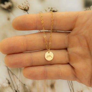 Mountians Necklace, Adventure Necklace, Outdoor Jewelry, Hiking Necklace, Waterproof Jewelry, Gold Filled and Sterling Silver, Handstamped