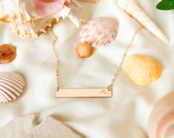 Symbol Bar Necklace - Personalized| 14k Gold Filled, Sterling Silver | Heart Necklace - Wave Necklace - Sunrise Necklace - Mountain Necklace