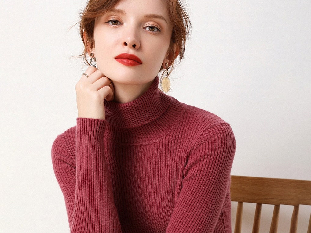 all red turtleneck