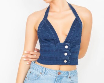 Denim Crop Top - Etsy