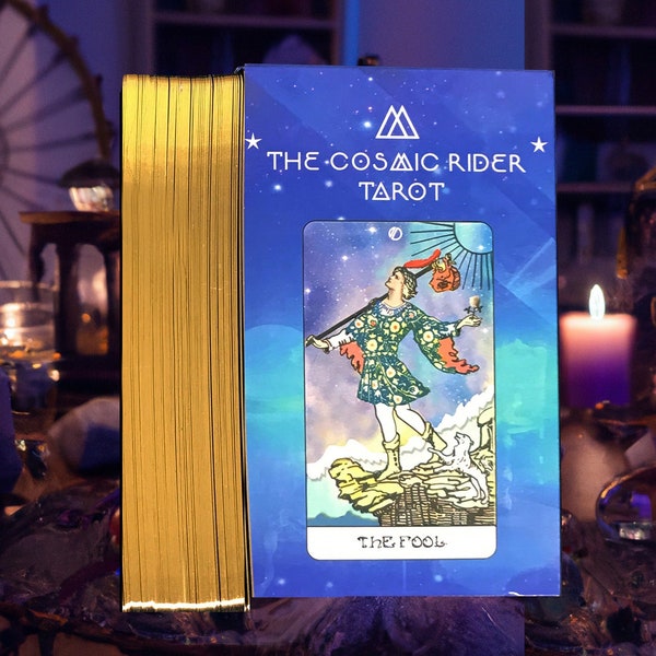 The Cosmic Rider Tarot deck | Limited Edition| guidebook | indie tarot deck | beginner | gold gilded edges