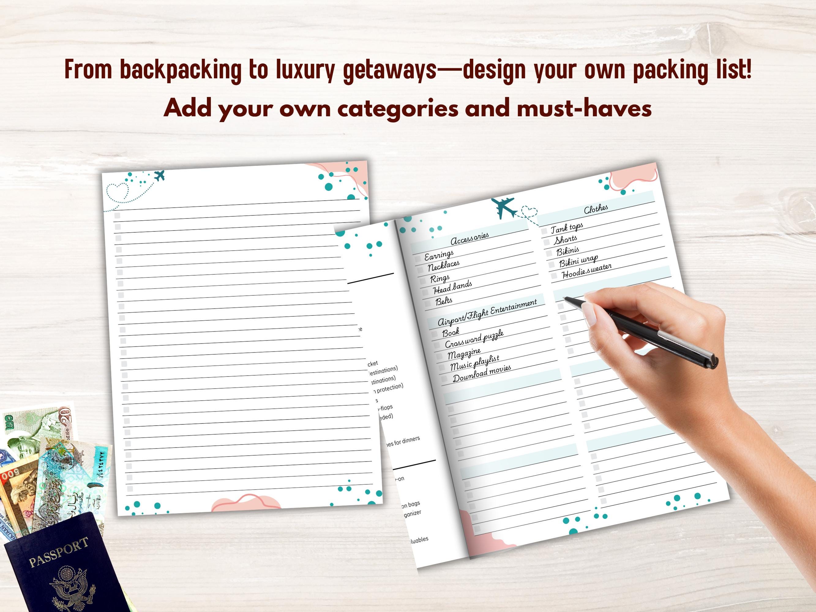 Travel Packing List Printable, Travel Essentials Checklist, Packing ...