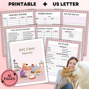 Pet Care Planner Printable, Animal Activity Organizer, Canine Health Tracker, Dog Owners Diary, Feline Wellness Journal, Cat Lovers Log